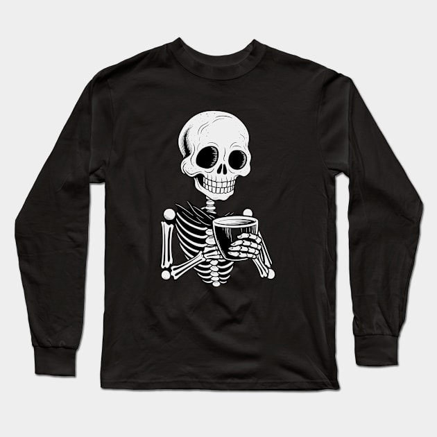 Skeleton coffee Long Sleeve T-Shirt by Pictandra